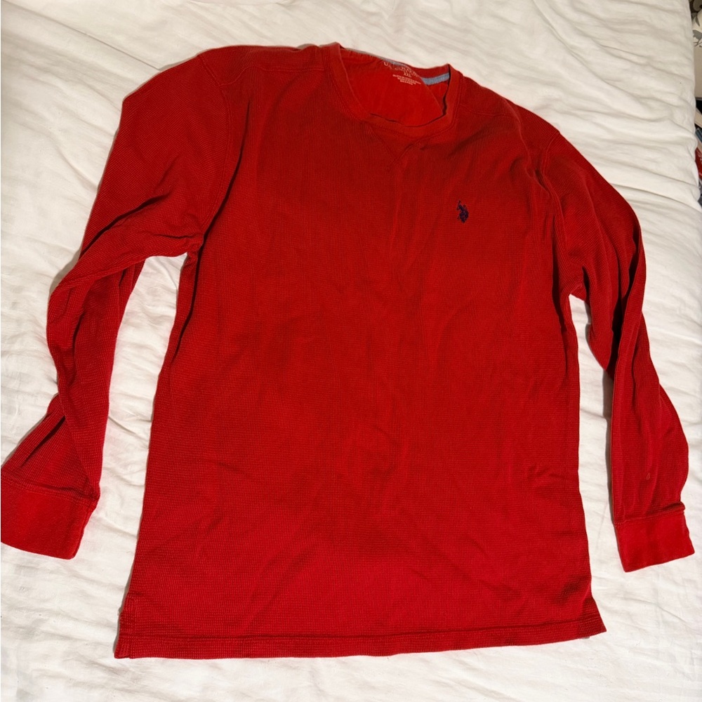 U.S. Polo Assn. Red Long-Sleeve Waffle Crew Shirt